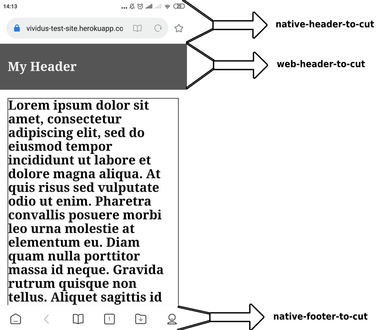 Difference between native/web footer/header image