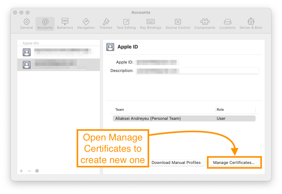 appium open manage certificates